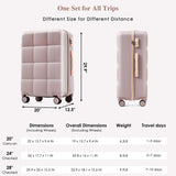 Merax 3 Piece Luggage Set with Cup Holder ABS Hardshell Lightweight Suitcase Sets Spinner Wheels Suitcase with TSA Lock, 20 Inch Airline Certified Carry - on Luggage, 20" 24" 28", Rosy Brown