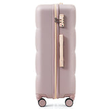 Merax 3 Piece Luggage Set with Cup Holder ABS Hardshell Lightweight Suitcase Sets Spinner Wheels Suitcase with TSA Lock, 20 Inch Airline Certified Carry - on Luggage, 20" 24" 28", Rosy Brown