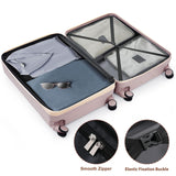Merax 3 Piece Luggage Set with Cup Holder ABS Hardshell Lightweight Suitcase Sets Spinner Wheels Suitcase with TSA Lock, 20 Inch Airline Certified Carry - on Luggage, 20" 24" 28", Rosy Brown
