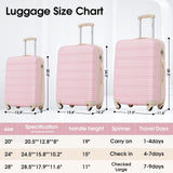 Merax 3 Piece Luggage Set,Hardside Suitcase Set,Expandable Luggage with TSA Lock,Lightweight Durable Travel Carry on Suitcase with Wheels 20+24+28 inch(White Pink)