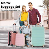 Merax 3 Piece Luggage Set,Hardside Suitcase Set,Expandable Luggage with TSA Lock,Lightweight Durable Travel Carry on Suitcase with Wheels 20+24+28 inch(White Pink)