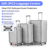 Merax 3 Piece Luggage Sets, Expandable Carry On Luggage with TSA Lock Airline Approved, PC Hard Shell and Lightweight Suitcase with Front Pocket and Spinner Wheels, Silver