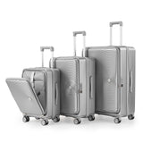 Merax 3 Piece Luggage Sets, Expandable Carry On Luggage with TSA Lock Airline Approved, PC Hard Shell and Lightweight Suitcase with Front Pocket and Spinner Wheels, Silver