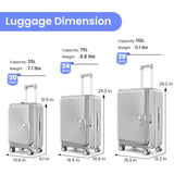 Merax 3 Piece Luggage Sets, Expandable Carry On Luggage with TSA Lock Airline Approved, PC Hard Shell and Lightweight Suitcase with Front Pocket and Spinner Wheels, Silver