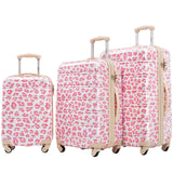 Merax 3 Piece Luggage Sets, Hardside Expandable Luggages Spinner Leopard Suitcase with TSA Lock Lightweight Rolling Carry on Luggage 20inch 24inch 28inch,Pink Leopard