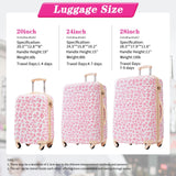 Merax 3 Piece Luggage Sets, Hardside Expandable Luggages Spinner Leopard Suitcase with TSA Lock Lightweight Rolling Carry on Luggage 20inch 24inch 28inch,Pink Leopard