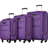 Merax 3 Piece Softside Luggage Set, Upright Spinner Softsehll Lightweight Suitcase Travel Set with Spinner Wheels and TSA Lock, Purple