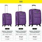 Merax 3 Piece Softside Luggage Set, Upright Spinner Softsehll Lightweight Suitcase Travel Set with Spinner Wheels and TSA Lock, Purple