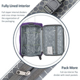 Merax 3 Piece Softside Luggage Set, Upright Spinner Softsehll Lightweight Suitcase Travel Set with Spinner Wheels and TSA Lock, Purple