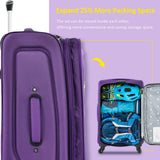 Merax 3 Piece Softside Luggage Set, Upright Spinner Softsehll Lightweight Suitcase Travel Set with Spinner Wheels and TSA Lock, Purple