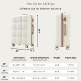 Merax 4 Piece Luggage Set, 20” with USB Port, Expandable ABS Durable Suitcase with Travel Bag, Cup Holder, ABS Hard Shell Luggage with Spinner Wheels, Beige+Gold