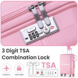 Merax 4 Piece Luggage Set, PP Lightweight Expandable Suitcase with Spinner Wheels and TSA Lock, 14”20”24”28”, Pink