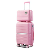 Merax 4 Piece Luggage Set, PP Lightweight Expandable Suitcase with Spinner Wheels and TSA Lock, 14”20”24”28”, Pink