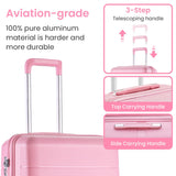 Merax 4 Piece Luggage Set, PP Lightweight Expandable Suitcase with Spinner Wheels and TSA Lock, 14”20”24”28”, Pink