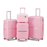 Merax 4 Piece Luggage Set, PP Lightweight Expandable Suitcase with Spinner Wheels and TSA Lock, 14”20”24”28”, Pink