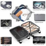 Merax 4 - Piece Luggage Set with USB Charging Ports Suitcase with TSA Lock Travel Duffel Bag Wet - Dry Toiletry Bag, grey blue+Bag