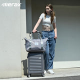 Merax 4 - Piece Luggage Set with USB Charging Ports Suitcase with TSA Lock Travel Duffel Bag Wet - Dry Toiletry Bag, grey blue+Bag