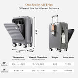 Merax 4 - Piece Luggage Set with USB Charging Ports Suitcase with TSA Lock Travel Duffel Bag Wet - Dry Toiletry Bag, grey blue+Bag