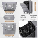 Merax 4 - Piece Luggage Set with USB Charging Ports Suitcase with TSA Lock Travel Duffel Bag Wet - Dry Toiletry Bag, grey blue+Bag