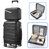 Merax 4 Piece Luggage Sets, Hard Shell Lightweight TSA Lock Carry on Expandable Suitcase with Spinner Wheels Travel Set for Men Women, 14”20”24”28”, Black