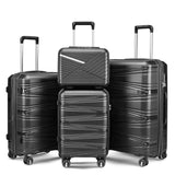 Merax 4 Piece Luggage Sets, Hard Shell Lightweight TSA Lock Carry on Expandable Suitcase with Spinner Wheels Travel Set for Men Women, 14”20”24”28”, Black