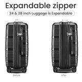 Merax 4 Piece Luggage Sets, Hard Shell Lightweight TSA Lock Carry on Expandable Suitcase with Spinner Wheels Travel Set for Men Women, 14”20”24”28”, Black