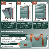 Merax 5 Piece Luggage Set Front Opening Expandable Hardside Carry On Suitcase with Double Spinner Wheels TSA Lock USB Port and Cup Holder,20" 24" 28"(Antique blue green)