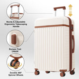 Merax 5 Piece Luggage Set, Hard Shell Expandable Suitcases with Double Spinner Wheels and TSA Lock, 20"+24"+28"(Brown+White)