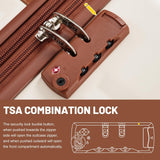 Merax 5 Piece Luggage Set, Hard Shell Expandable Suitcases with Double Spinner Wheels and TSA Lock, 20"+24"+28"(Brown+White)