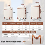 Merax 5 Piece Luggage Set, Hard Shell Expandable Suitcases with Double Spinner Wheels and TSA Lock, 20"+24"+28"(Brown+White)