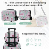 Merax 5 Piece Luggage Set Travel Suitcase, Lightweight Printed Hardshell Suitcases with Carry - On, Double Spinner Wheels and Lock, 8" 14" 20" 24" 28" (Green & Pink Flower)