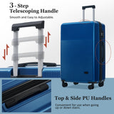 Merax 5 Piece Luggage Set with Half Opening Hardside Carry On Suitcase Set with Double Spinner Wheels Lightweight Travel Luggage with USB Port and TSA Lock(20/24/28,Blue)