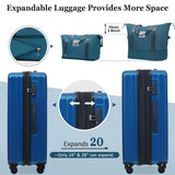 Merax 5 Piece Luggage Set with Half Opening Hardside Carry On Suitcase Set with Double Spinner Wheels Lightweight Travel Luggage with USB Port and TSA Lock(20/24/28,Blue)