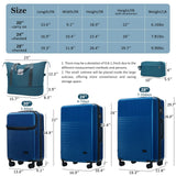 Merax 5 Piece Luggage Set with Half Opening Hardside Carry On Suitcase Set with Double Spinner Wheels Lightweight Travel Luggage with USB Port and TSA Lock(20/24/28,Blue)