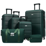 Merax 6 Piece Luggage Set, Hardshell Suitcase Set with Double Spinner Wheels, Lightweight Luggage with Handle Password Lock.16 20" 24" 28"(Dark Green)