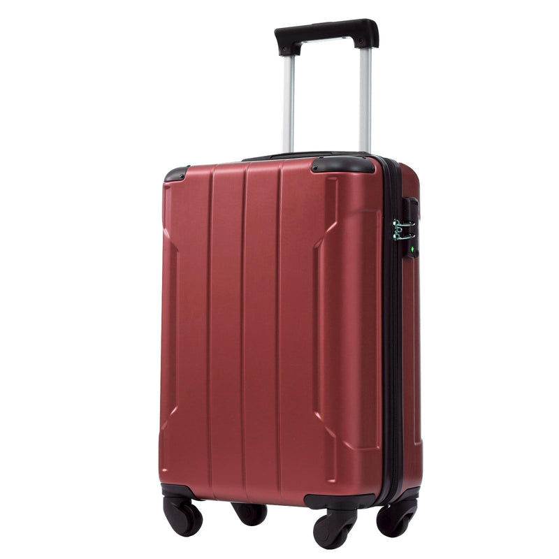 Merax Carry - On Luggage 22x14x9 airline approved, Hardshell ABS Suitcase with Spinner Wheels, TSA Lock, Lightweight Durable 20 Inch Travel Luggage for Men Women(Red)