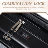 Merax Carry On Luggage,20 Inch Hardside Suitcase with 14 Inch Cosmetic Case, Front Opening Luggage Set with Spinner Wheels Lock,Airline Approved,Black