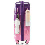 Merax Hard Shell Luggage Set 3 Piece Spinner Suitcase with Usb Airline Approved Carry On 20 Inch ABS+PC Suitcase Side Hook Luggage Lightweight Checked Baggage set, Purple and Pink, 20"+ 24"+ 28"
