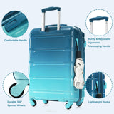 Merax Hard Shell Luggage Set 3 Piece Spinner Suitcase with Usb Airline Approved Carry On 20 Inch ABS+PC Suitcase Side Hook Luggage Lightweight Checked Baggage set, Gradient Aqua, 20"+ 24"+ 28"