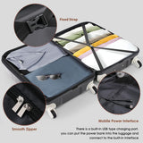 Merax Hard Shell Luggage Set 3 Piece Spinner Suitcase with Usb Airline Approved Carry On 20 Inch ABS+PC Suitcase Side Hook Luggage Lightweight Checked Baggage set,Black and Grey, 20"+ 24"+ 28"
