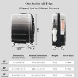Merax Hard Shell Luggage Set 3 Piece Spinner Suitcase with Usb Airline Approved Carry On 20 Inch ABS+PC Suitcase Side Hook Luggage Lightweight Checked Baggage set,Black and Grey, 20"+ 24"+ 28"