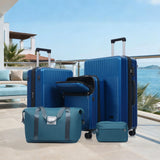 Merax Hardshell Luggage Set - 5 Piece Set - 20" Carry - On, 24” & 28” Checked Luggage Set with 360° Spinner Wheels,Expandable Suitcases for Extended Travel,Durable ABS Shell, Blue