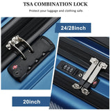 Merax Hardshell Luggage Set - 5 Piece Set - 20" Carry - On, 24” & 28” Checked Luggage Set with 360° Spinner Wheels,Expandable Suitcases for Extended Travel,Durable ABS Shell, Blue