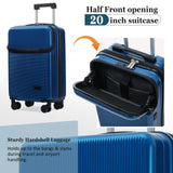 Merax Hardshell Luggage Set - 5 Piece Set - 20" Carry - On, 24” & 28” Checked Luggage Set with 360° Spinner Wheels,Expandable Suitcases for Extended Travel,Durable ABS Shell, Blue
