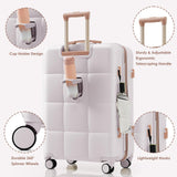 Merax Hardshell Luggage Sets 3 Pieces 4 Spinner Wheel with USB Port Ice Grey, 20/24/28 Inch