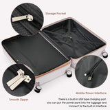 Merax Hardshell Luggage Sets 3 Pieces 4 Spinner Wheel with USB Port Ice Grey, 20/24/28 Inch