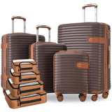 Merax Hardshell Luggage Sets 4 piece Lightweight Suitcases With Wheels TSA Lock Expandable (only 24”/28”) ABS Large Luggage set (Brown)