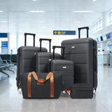 Merax Hardshell Luggage Sets 6 Piece with 2 Bags,Carry on Suitcase with Handle Password Lock Double Spinner Wheels, Lightweight 16"+20"+24"+28" Luggages, Black