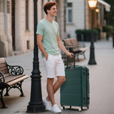 Merax Hardshell Luggage Sets 6 Piece with 2 Bags,Carry on Suitcase with Handle Password Lock Double Spinner Wheels, Lightweight 16"+20"+24"+28" Luggages, Dark Green