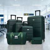 Merax Hardshell Luggage Sets 6 Piece with 2 Bags,Carry on Suitcase with Handle Password Lock Double Spinner Wheels, Lightweight 16"+20"+24"+28" Luggages, Dark Green